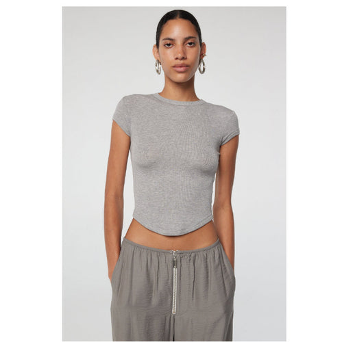 Damen körpernahes Kurzarm-Shirt mit Rundhalsausschnitt Echo Archiv
