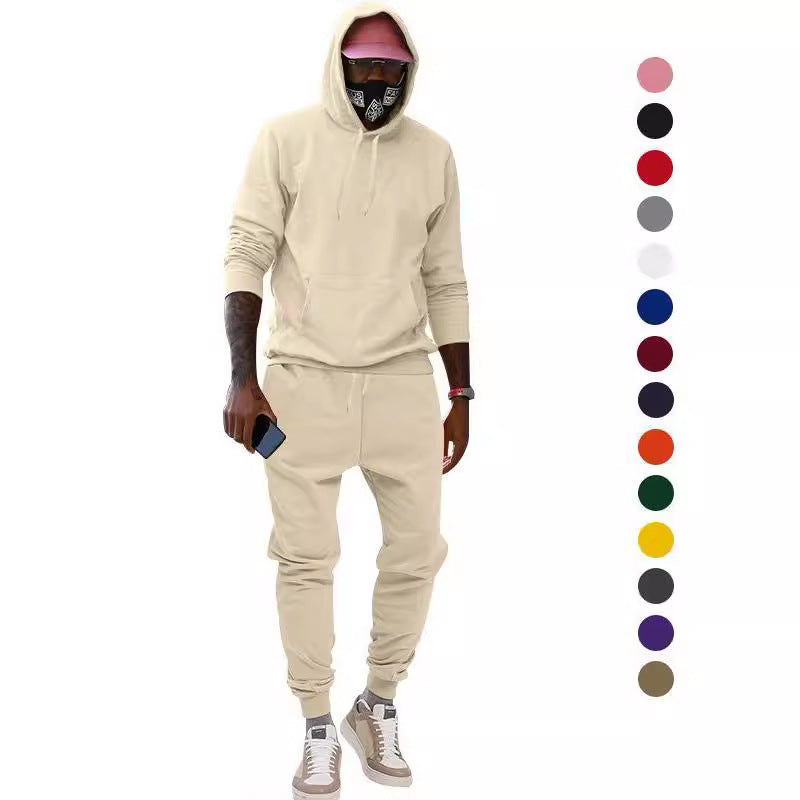 Herren nan lässiges Hoodie- und Jogging-Set aus French Terry mit Kängurutasche, gerippten Bündchen und elastischem Tunnelzugbund Echo Archiv