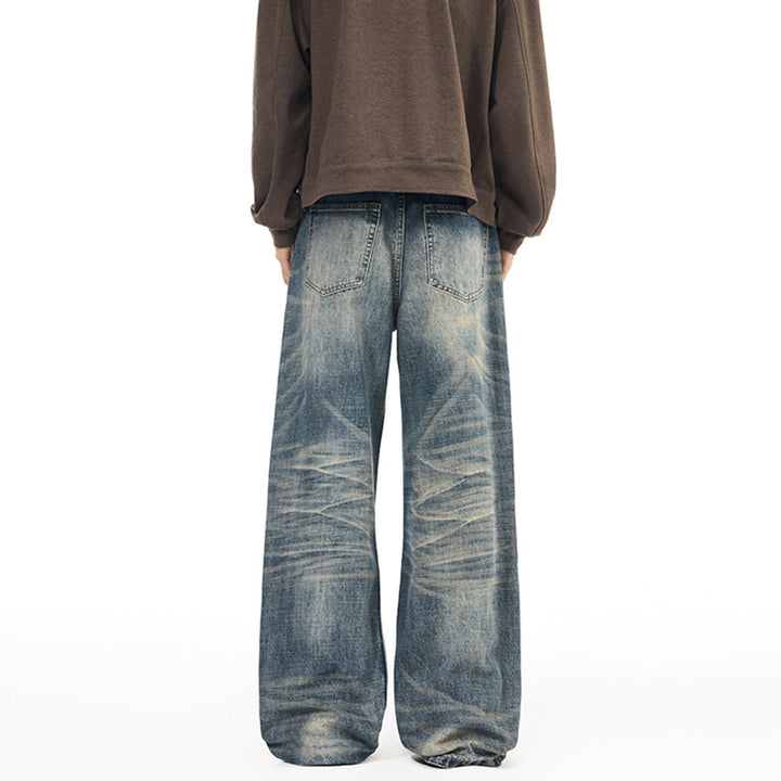 Herren Extremweite Vintage-Denim Baggy-Jeans mit tiefem Schritt und extra langer Saumlänge Echo Archiv
