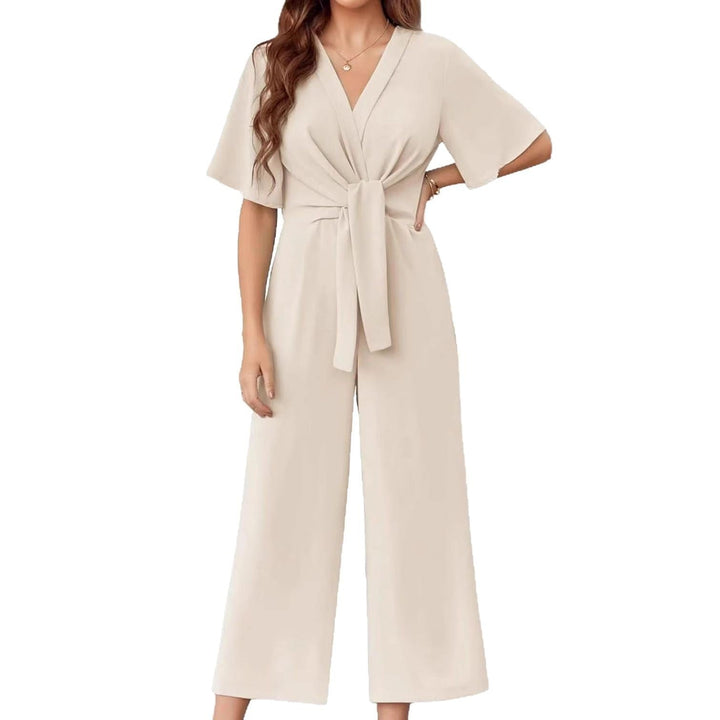 Damen Jumpsuit mit Taillenknoten und weitem Bein Echoarchiv