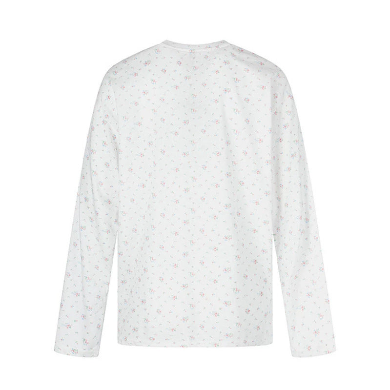 Damen Langarmshirt mit zartem Blumenprint und Rundhalsausschnitt Echoarchiv