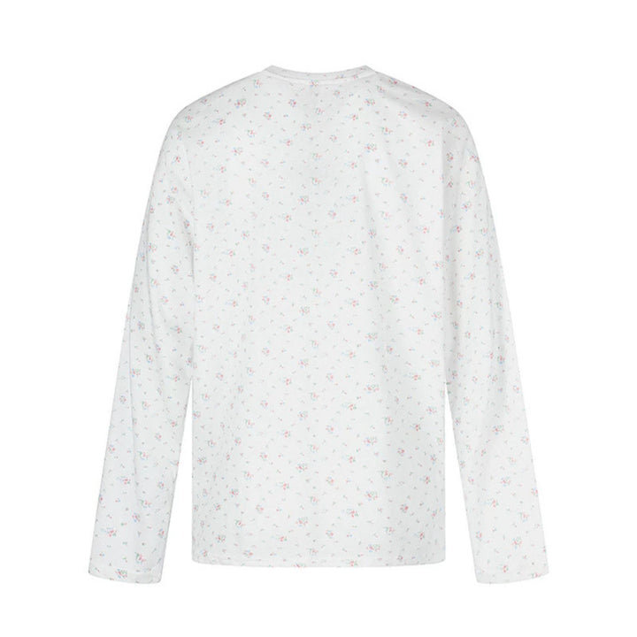 Damen Langarmshirt mit zartem Blumenprint und Rundhalsausschnitt Echoarchiv