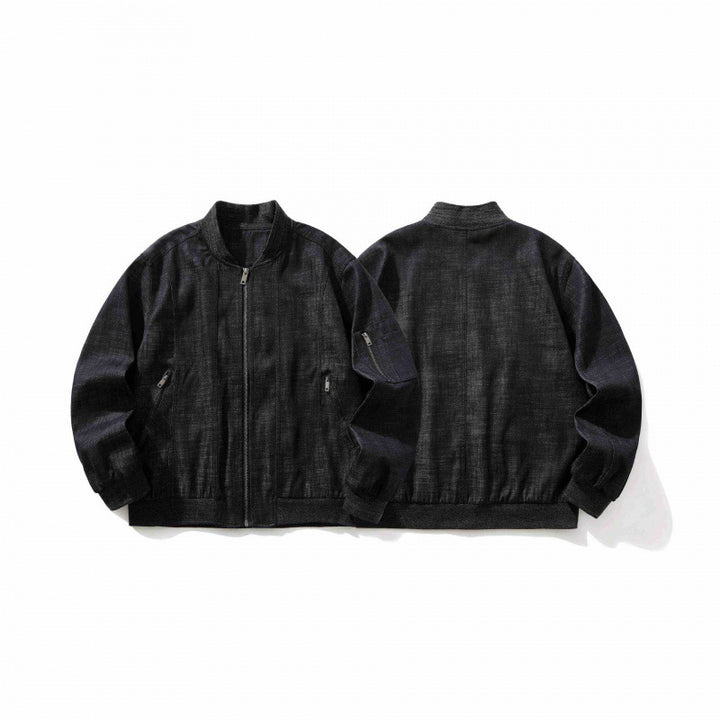 Herren Kurz geschnittene kastige Denim-Bomberjacke mit Reißverschluss, Eingrifftaschen und Ärmelreißverschluss Echo Archiv