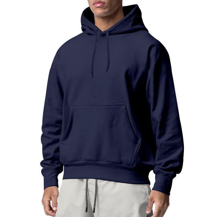 Herren Premium-Kapuzenpullover mit Kängurutasche, innen angerautem Fleece, verstärkter Nackennaht und geripptem Saum – Cavarno
