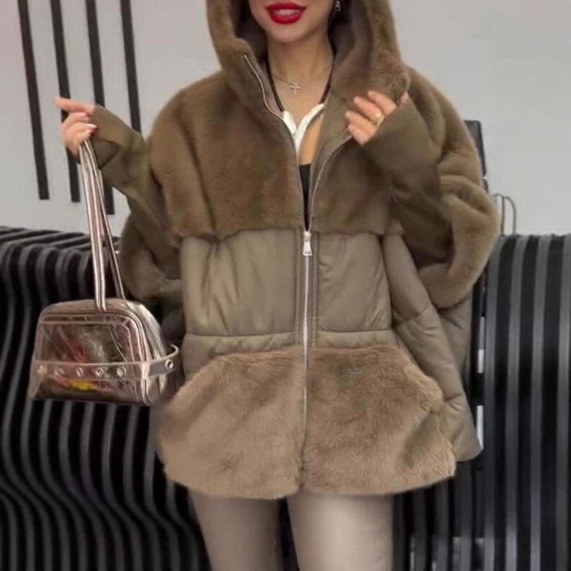 Damen Wattierter Oversize-Parka mit Kunstfellbesatz, Kapuze und Rippbündchen Echo Archiv