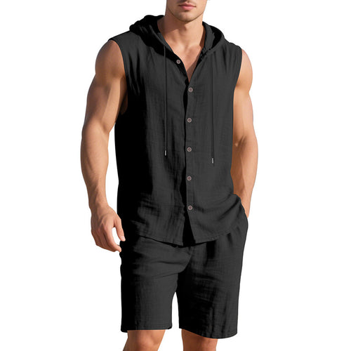 Herren lässiges Kapuzenshirt und Shorts-Set Echoarchiv