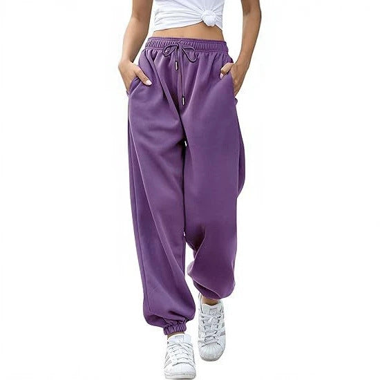 Damen nan Cozy-Sweat-Palazzohose mit hohem Komfortbund, integriertem Kordelzug und gerafften Knöchelabschlüssen Echo Archiv