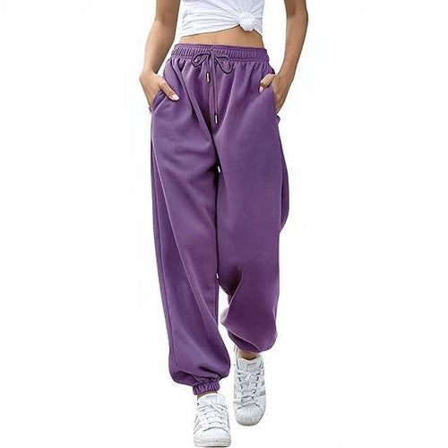 Damen nan Cozy-Sweat-Palazzohose mit hohem Komfortbund, integriertem Kordelzug und gerafften Knöchelabschlüssen Echo Archiv