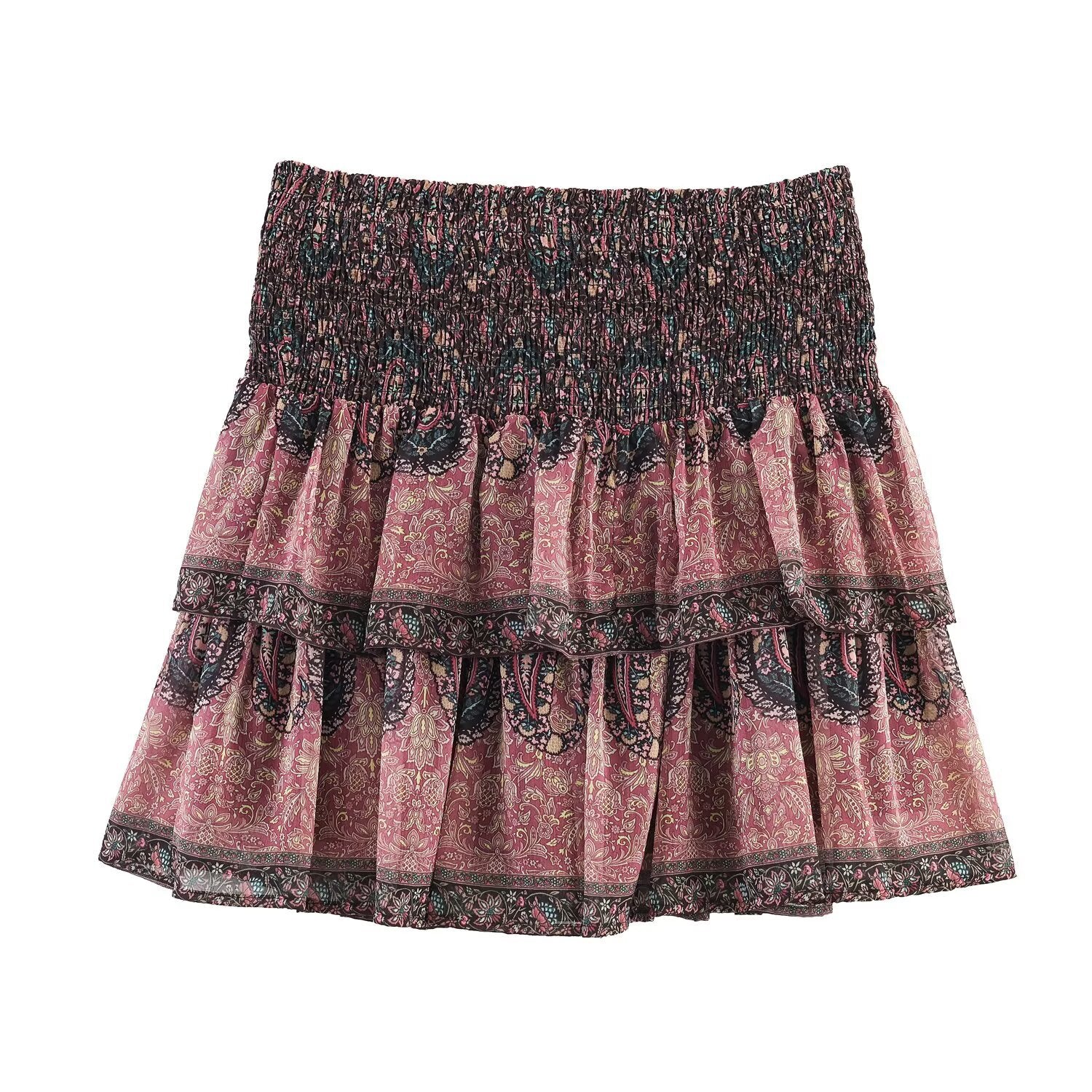 Damen Volantrock mit buntem Paisleymuster und elastischem Bund Echo Archiv