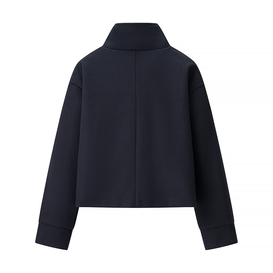 Damen Kurzjacke Boxy Wollmix mit Stehkragen, Oversize-Ärmeln und Knopfleiste Echo Archiv