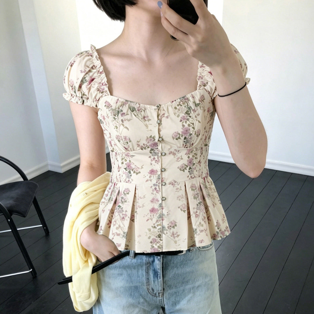 Damenbluse mit floralem Design und Rüschenärmeln Echo Archiv