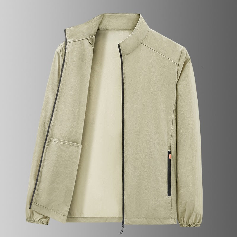 Herren Ultraleichte packbare Windjacke mit Innenfach, Stehkragen & Reißverschlusstaschen Echoarchiv