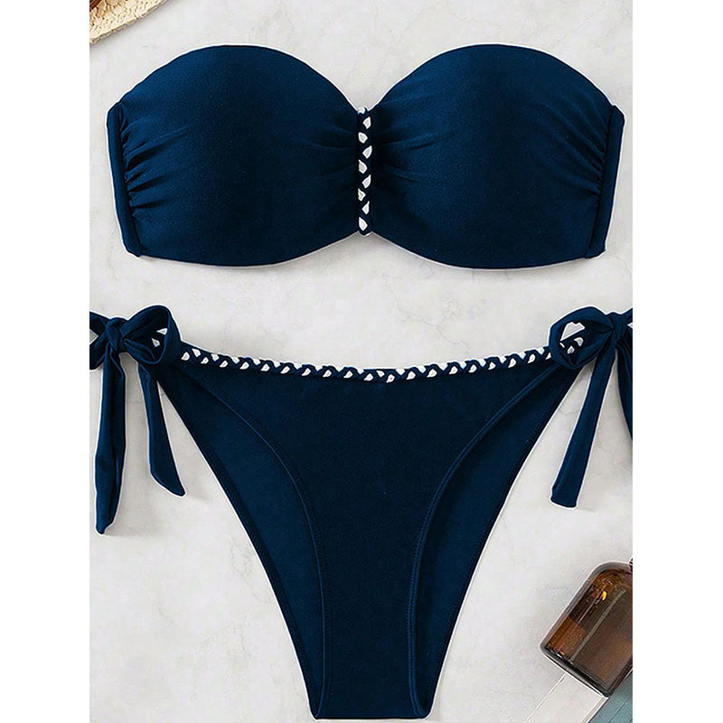 Damen Bandeau Bikini-Set mit raffinierten Rüschendetails und verstellbaren Bindebändern Echo Archiv