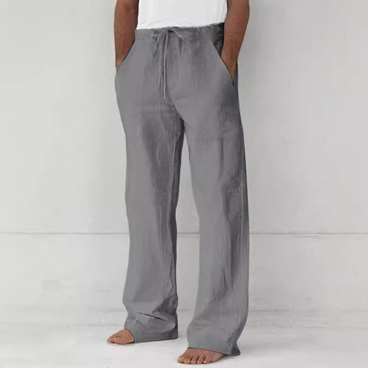 Herren leichte Relax-Chino aus Leinenmix mit weitem Bein, Kordelbund und seitlichen Eingrifftaschen – Sorevano