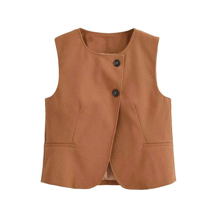 Damen elegante Weste mit Knopfdetails und seitlichen Eingrifftaschen Echo Archiv