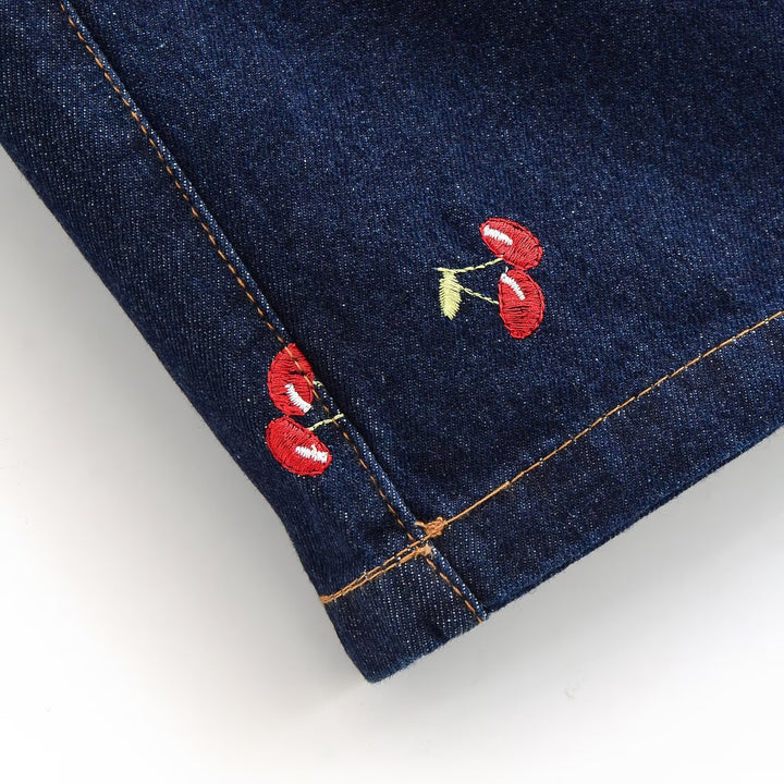 Damen Jeansrock mit verspielter Kirschstickerei und dekorativem Schnitt Echo Archiv