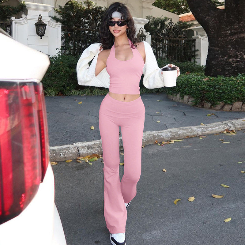 Damen Sportliches Set mit Haltertop und Flared Pants Echo Archiv