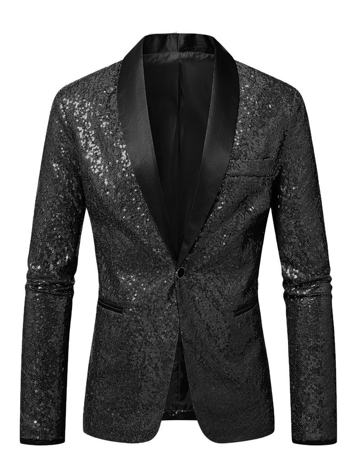 Herren Funkelnder Paillettenblazer mit modernem Schnitt Echoarchiv