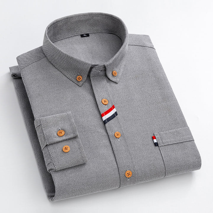 Herren Chambray Hemd mit strukturiertem Gewebe und stilvollen Kontrastdetails Echoarchiv