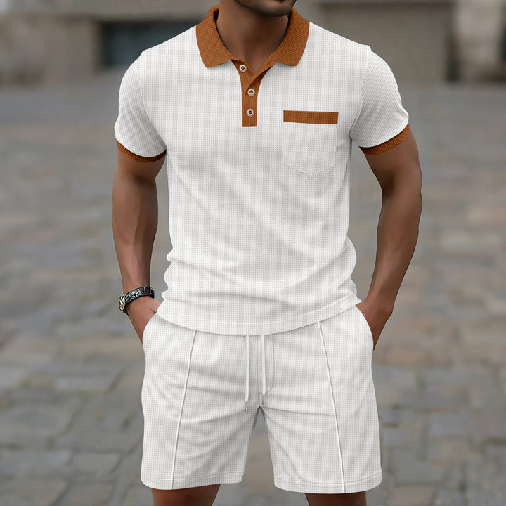 Herren Kurzarm-Polo mit modernem Stehkragen und praktischer Brusttasche Echoarchiv