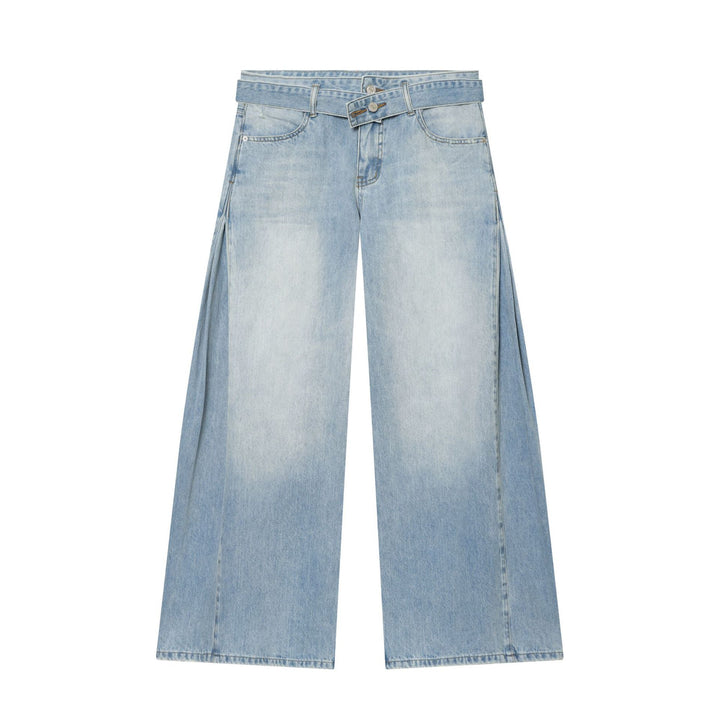 Damen nan weite zerrissene Jeans mit hoher Taille und Bindeband Echo Archiv