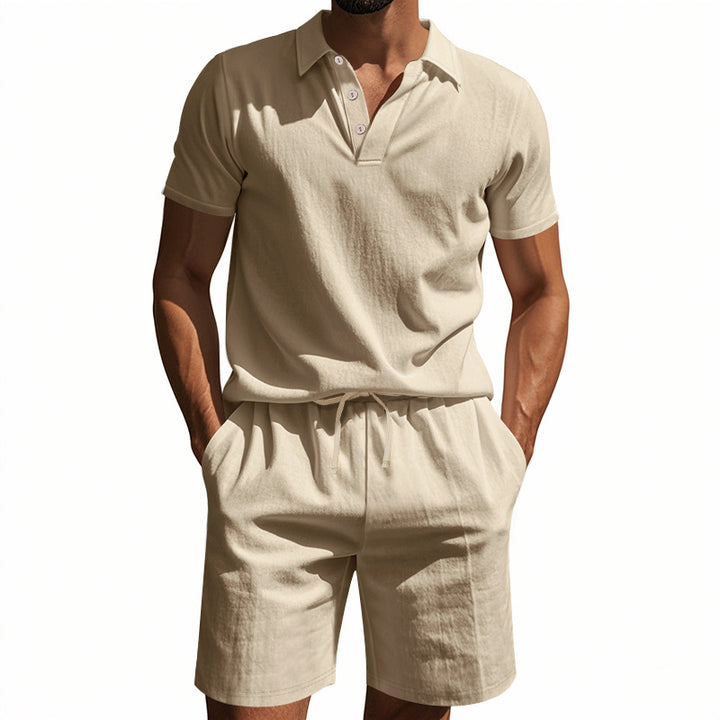 Herren Polohemd und Shorts Set aus atmungsaktivem Baumwollmix mit modernem Schnitt Echoarchiv