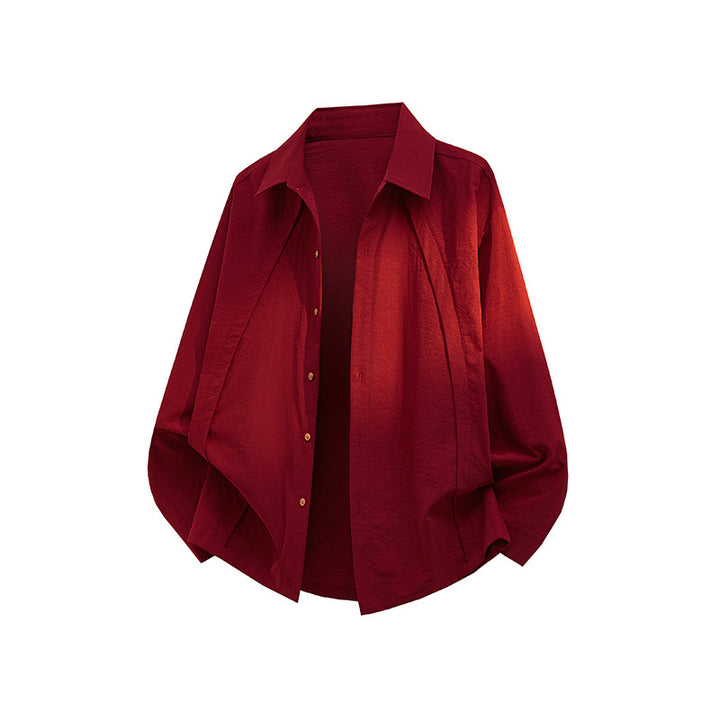 Herren Oversize-Hemdjacke aus leichtem Baumwollmix mit geradem Schnitt & Knopfleiste Echoarchiv