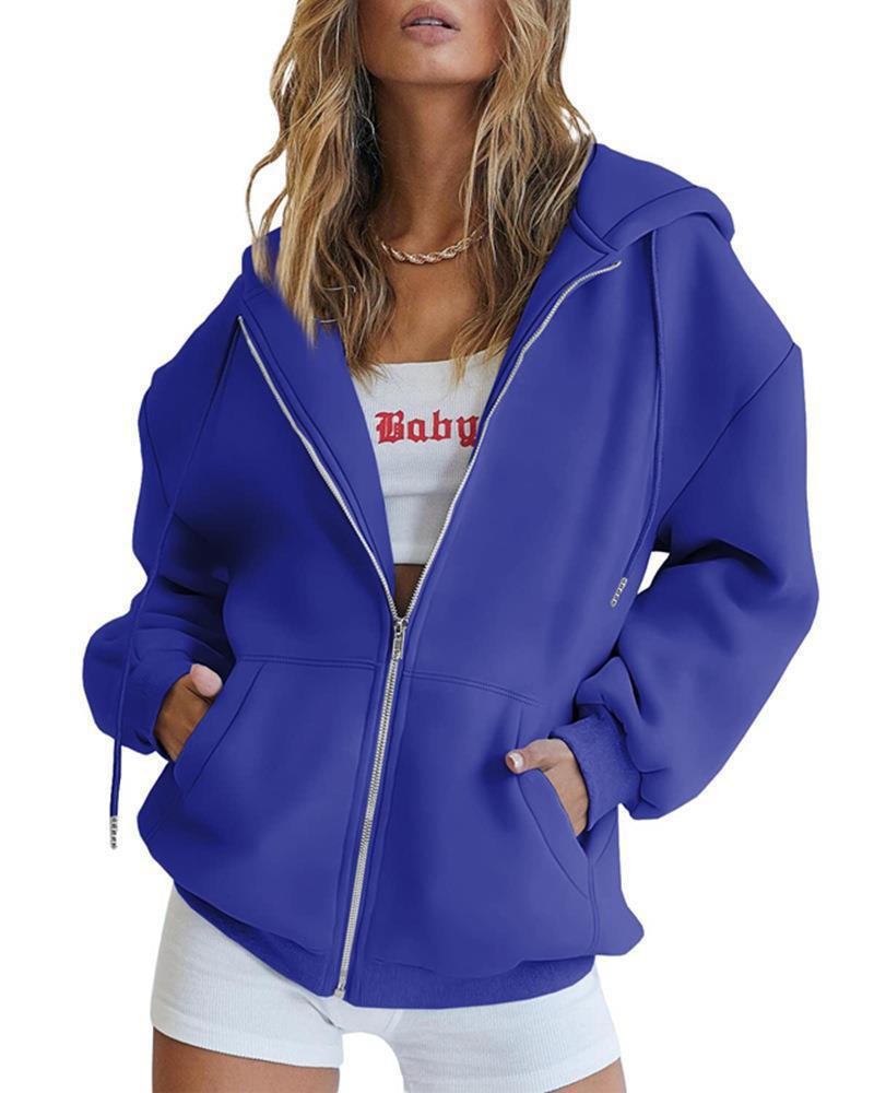 Damen Oversized Kapuzenjacke mit Reißverschluss – Célinea