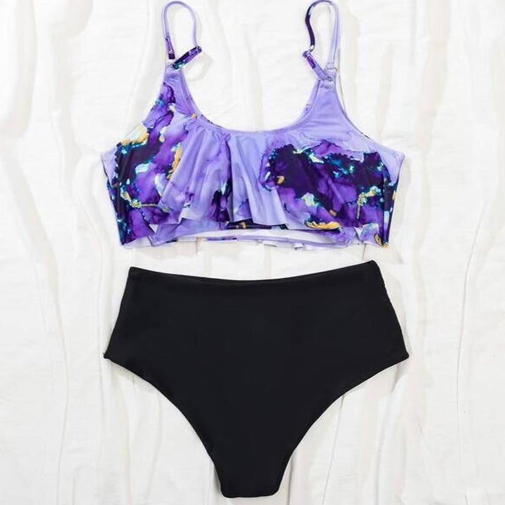 Damen Sportlicher Bikini mit floralen Rüschen Echo Archiv