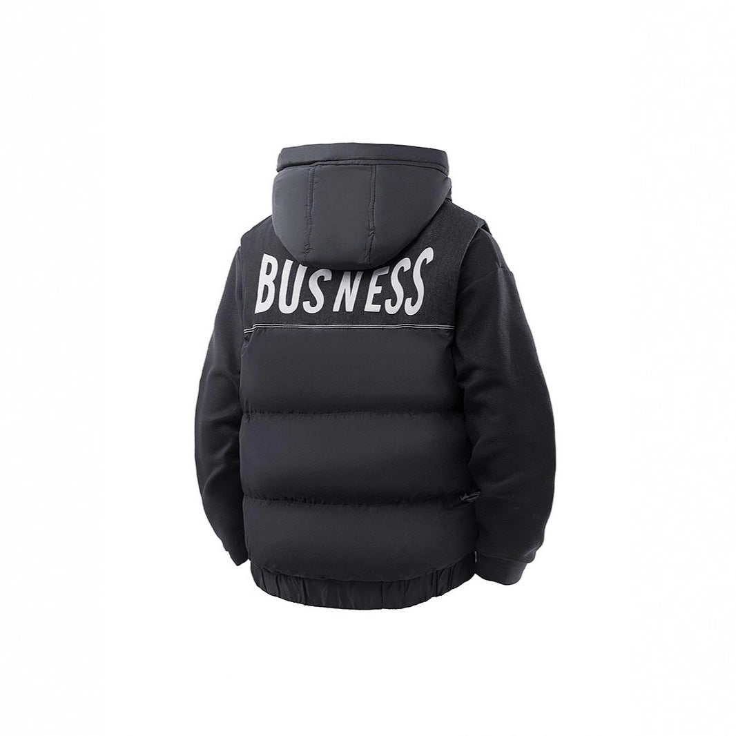Herren Gesteppte Outdoor-Weste mit Kapuze, Cargo-Taschen und verstellbarem Saum Echoarchiv