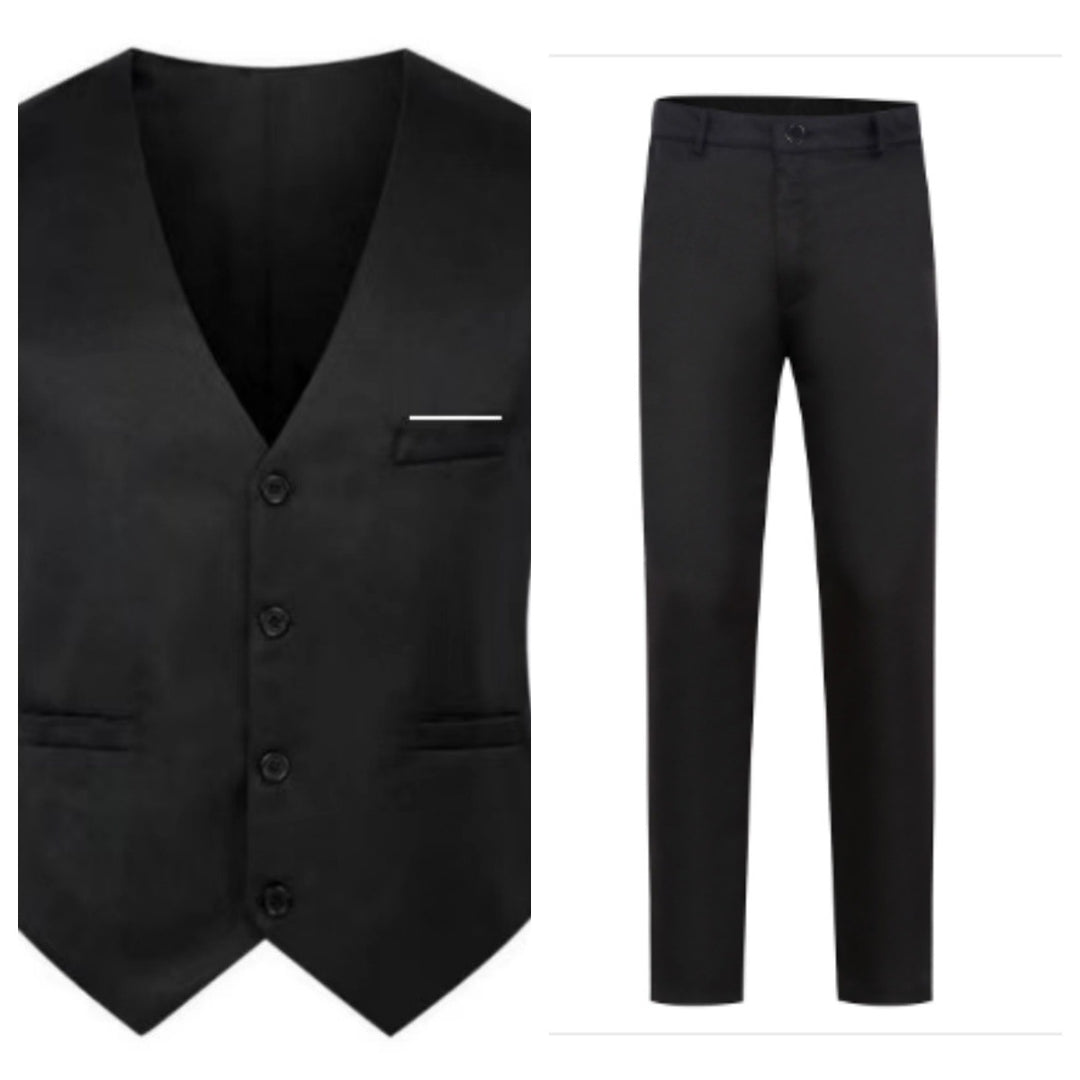 Herren nan elegante Satinweste mit V-Ausschnitt und schmal geschnittene Anzughose Echo Archiv