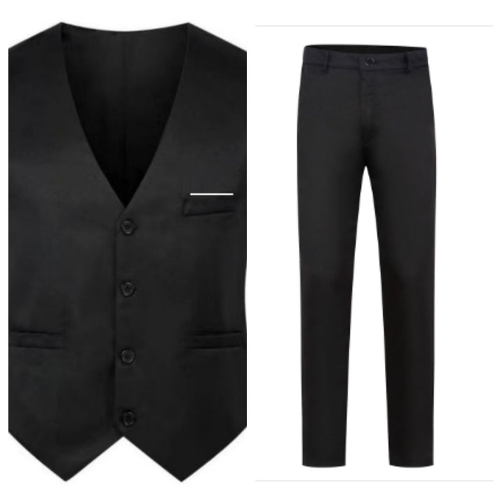 Herren nan elegante Satinweste mit V-Ausschnitt und schmal geschnittene Anzughose Echo Archiv