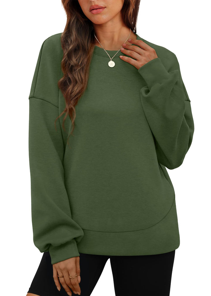 Damen nan lässiges Oversize Rundhals-Sweatshirt mit überschnittener Schulter gerundetem Saum und weichem Innenfutter Echo Archiv