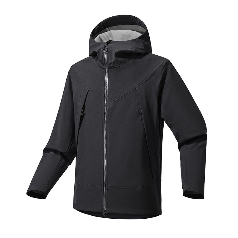Herren Technische Softshell-Outdoorjacke mit Kapuze winddichtem Stretch und Zwei-Wege-Reißverschluss Echo Archiv