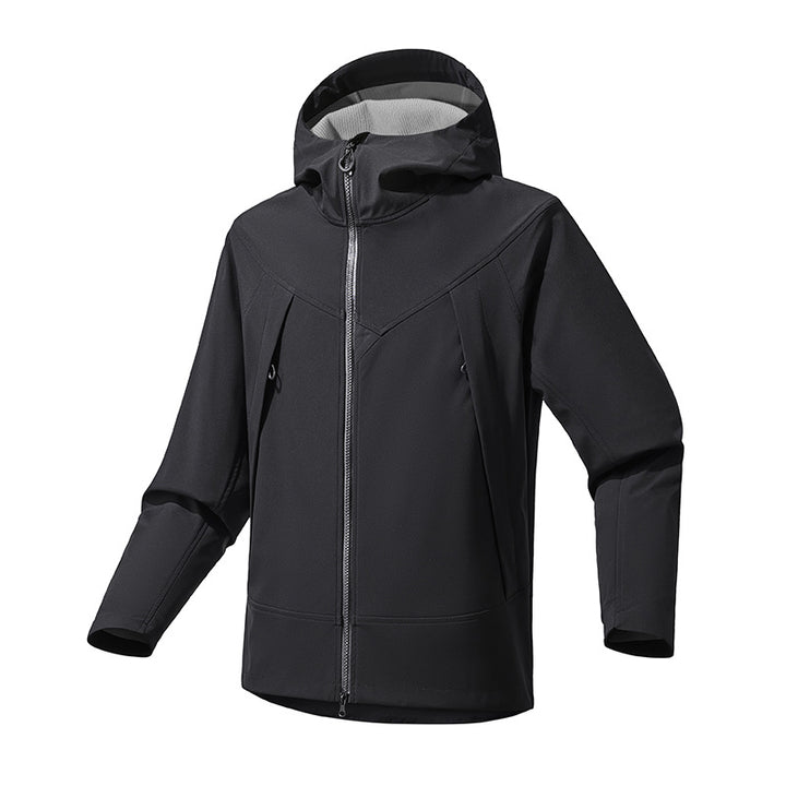 Herren Technische Softshell-Outdoorjacke mit Kapuze winddichtem Stretch und Zwei-Wege-Reißverschluss Echo Archiv