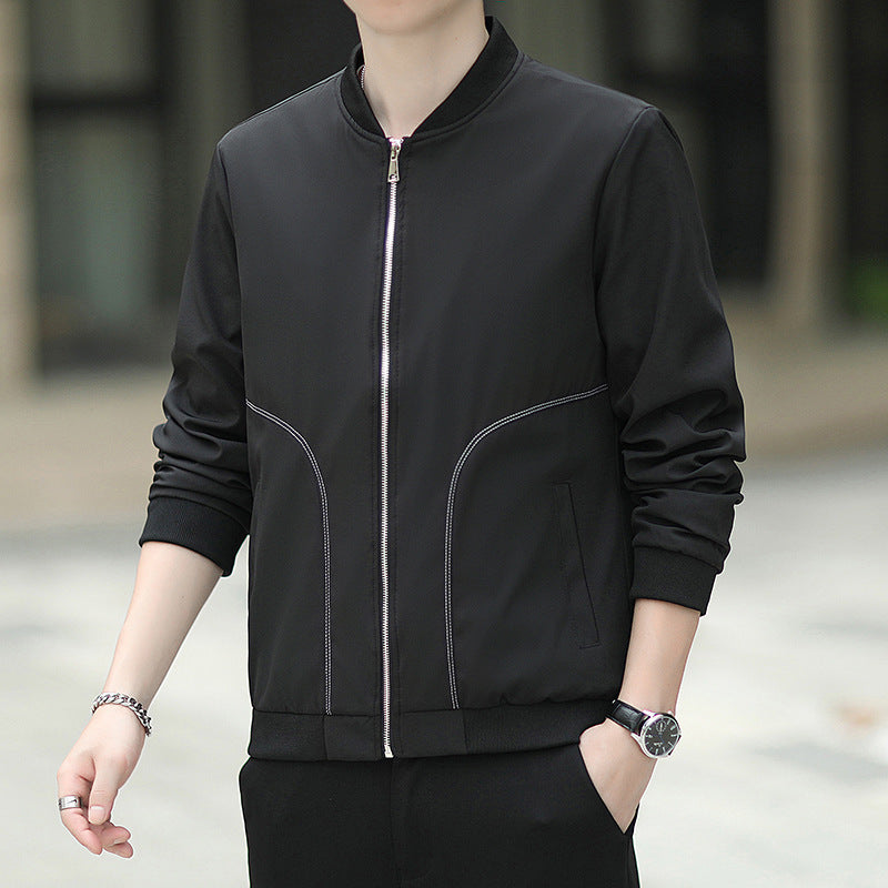 Herren leichter Nylon-Bomber mit minimalistischem Design und gerippten Bündchen Echoarchiv