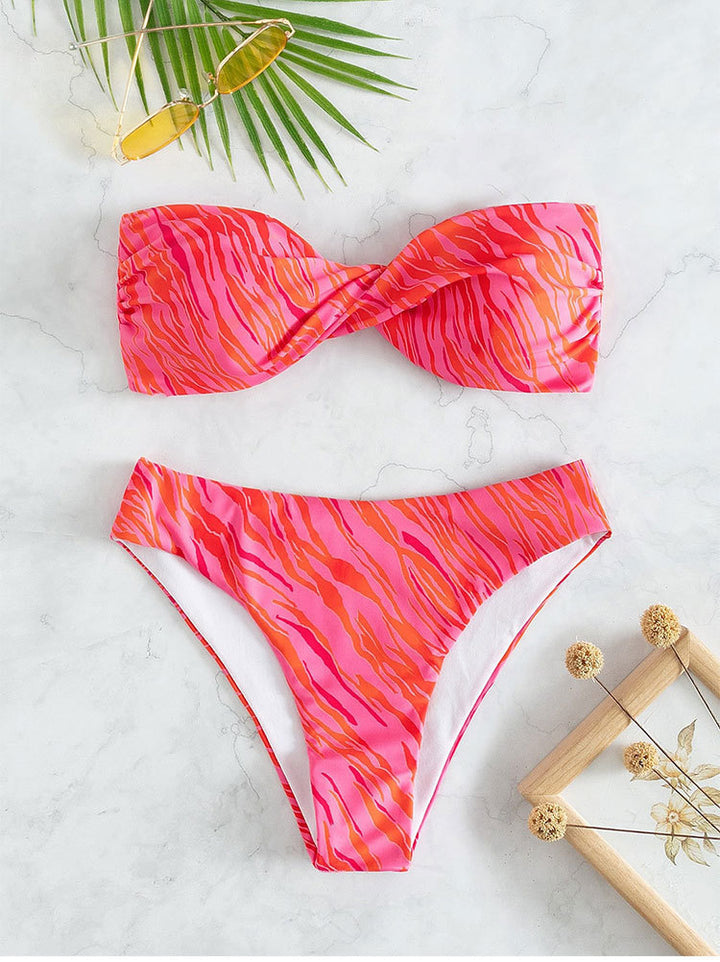 Damen Bandeau-Bikini mit trendigem Zebra-Muster Echo Archiv