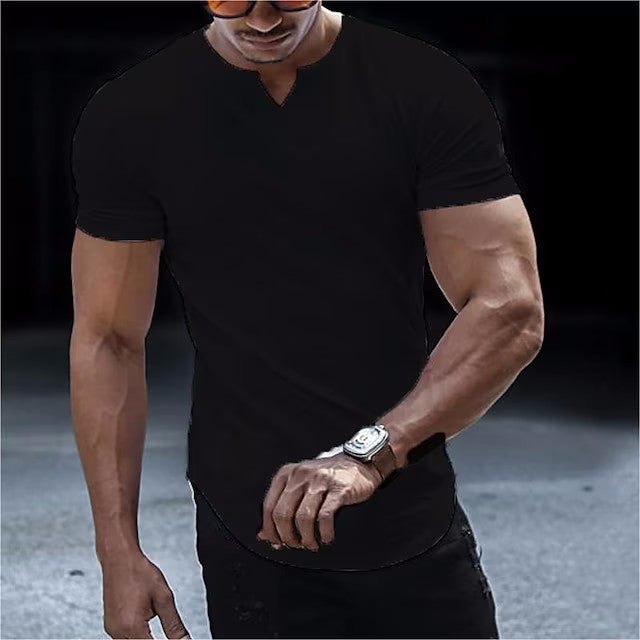 Herren Kurzarm T-Shirt mit modernem V-Ausschnitt und figurbetontem Schnitt Echoarchiv