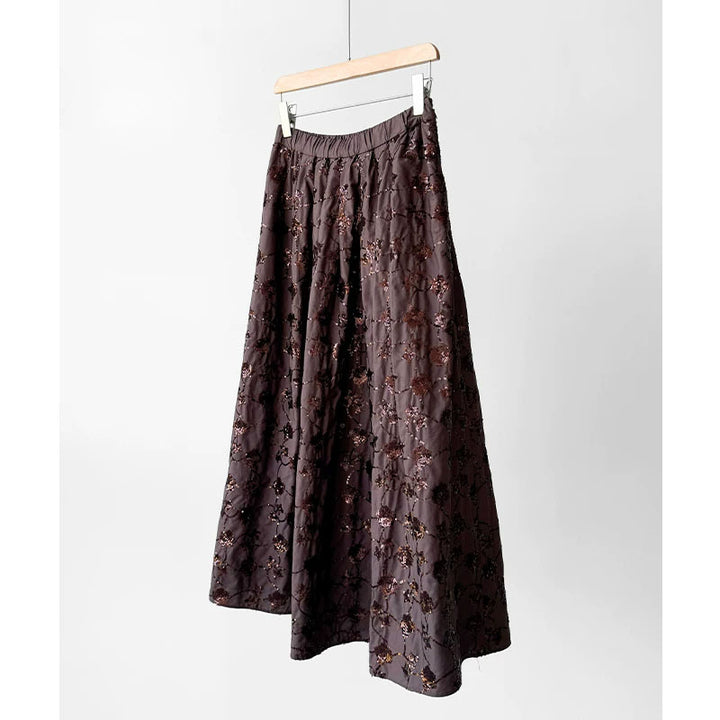 Damen Eleganter Midirock mit floralem Design Echoarchiv