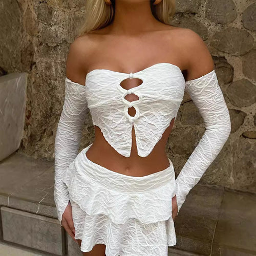 Damen Cropped Oberteil mit einzigartigem Knotendesign und raffinierten Ärmeln Echo Archiv