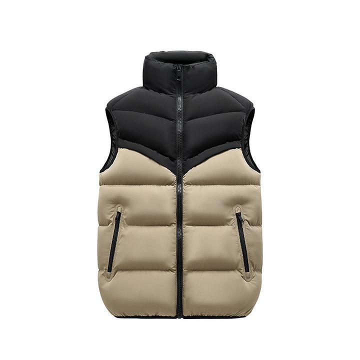 Herren Thermo-Steppweste mit hohem Stehkragen, Farbblock‑Design & Reißverschlusstaschen Echoarchiv