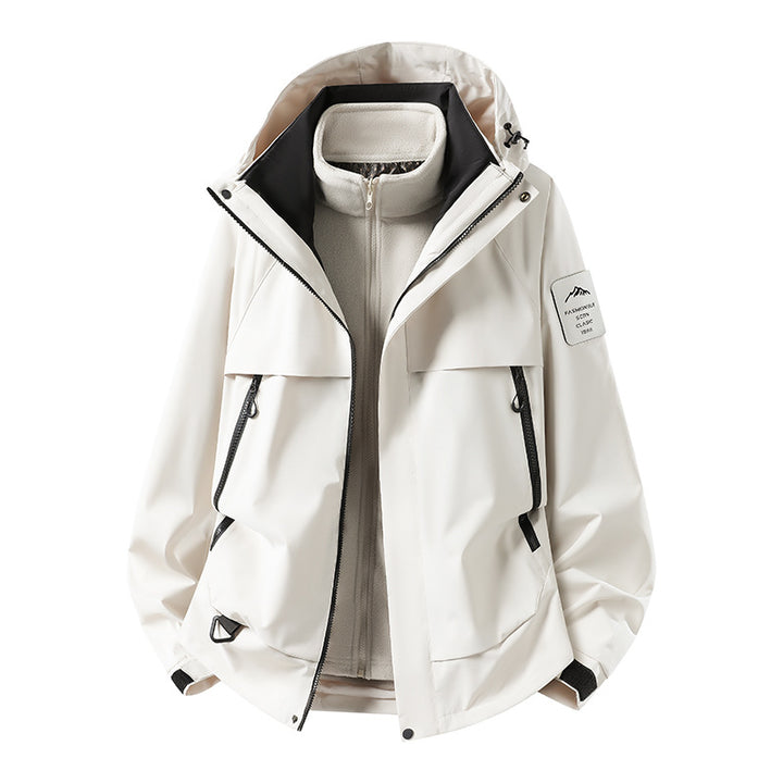 Herren modulare wasserdichte Outdoorjacke mit herausnehmbarer Fleece-Innenjacke, Kapuze und Reißverschlusstaschen Echo Archiv