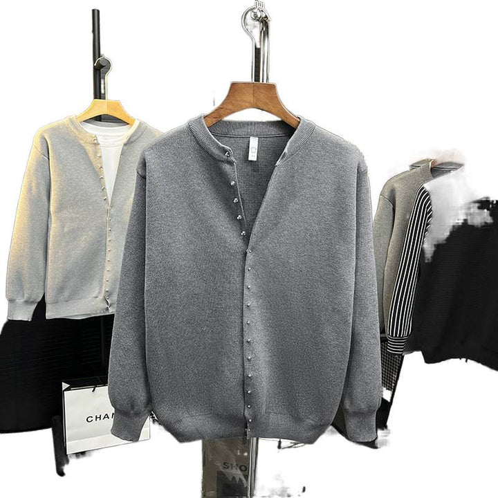 Herren Minimalistische Sweatcardigan mit verdeckter Druckknopfleiste Echoarchiv