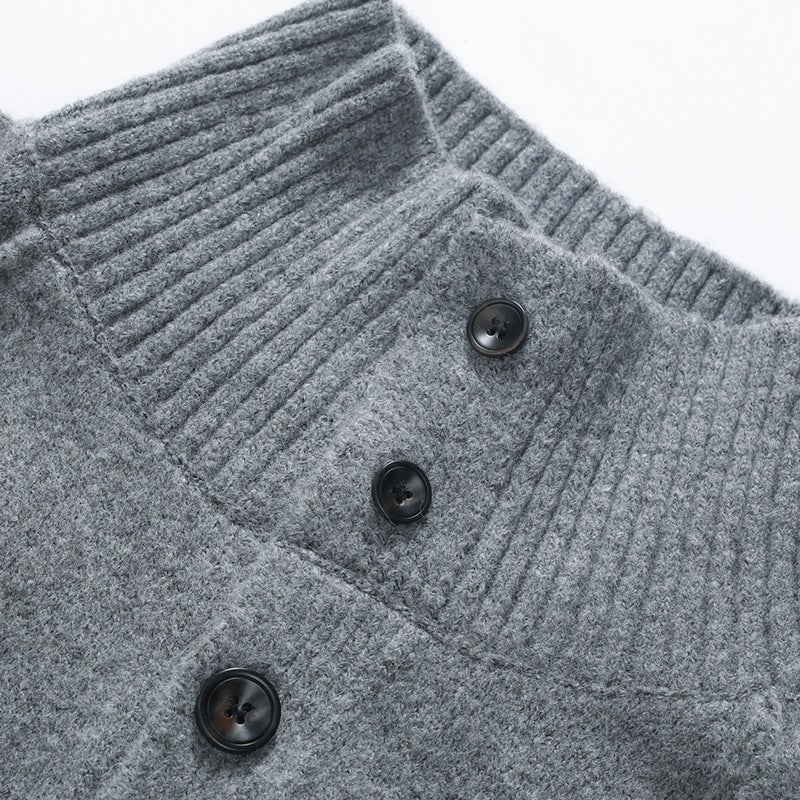 Herren Grobgestrickter Oversize-Cardigan mit hohem Rippenkragen & aufgesetzten Taschen Echoarchiv