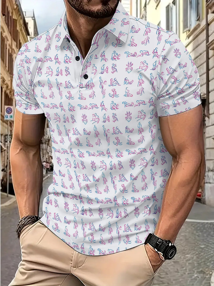 Herren Kurzarm Poloshirt mit kreativem Motivdruck Echoarchiv