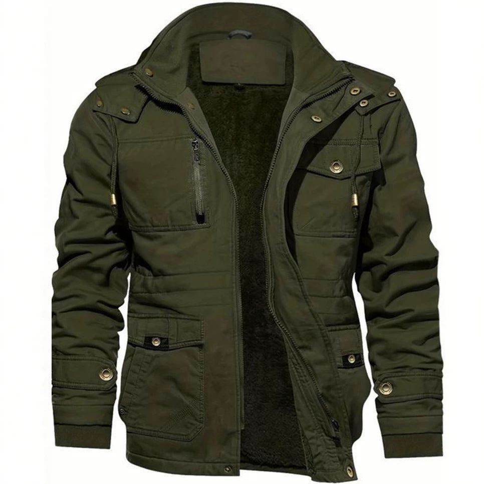 Herren Thermo-Feldjacke mit Teddyfutter, Kapuze und Mehrfachtaschen Echoarchiv