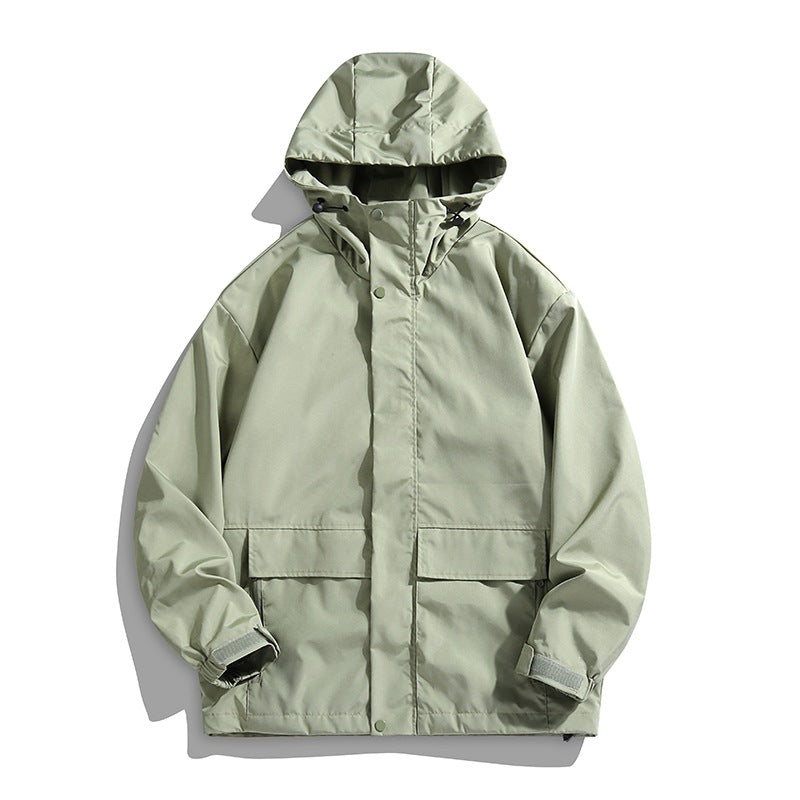 Unisex Wasserdichte Kapuzen-Übergangsjacke mit verstellbarer Kapuze & Utility-Taschen Echoarchiv
