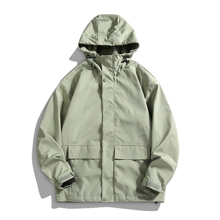 Unisex Wasserdichte Kapuzen-Übergangsjacke mit verstellbarer Kapuze & Utility-Taschen Echoarchiv