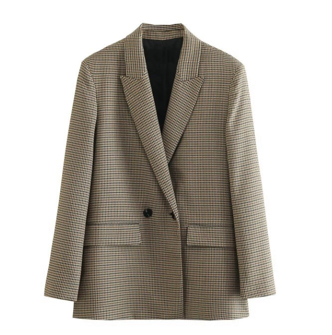 Damen 100+ geradliniger Longline Blazer mit Reverskragen, doppelreihiger Optik und Pattentaschen Echo Archiv
