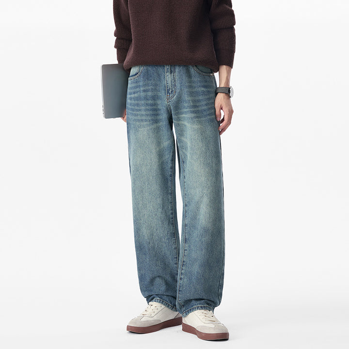 Herren Baggy-Jeans aus schwerem Denim mit leichtem Used-Finish und tiefem Schritt Echo Archiv